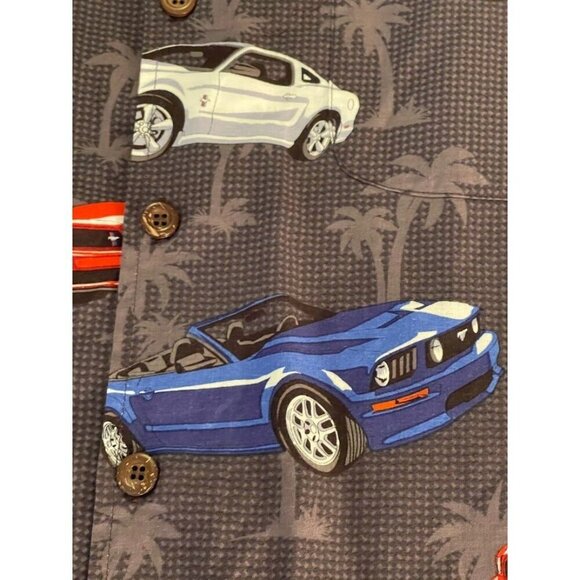 David Carey Originals Mustang Print Button-Up Short Sleeve Shirt Men's sz XL blk - Picture 3 of 14